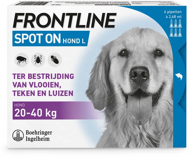 Spot-On Hond L 20-40 Kg - Anti vlooien- en tekenmiddel - Vlooiendruppels - 6 pipetten