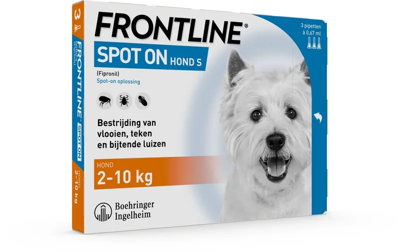 Spot-On Hond S - 2-10 Kg- Anti vlooien- en tekenmiddel - 3 pipetten von Frontline – Produktfoto