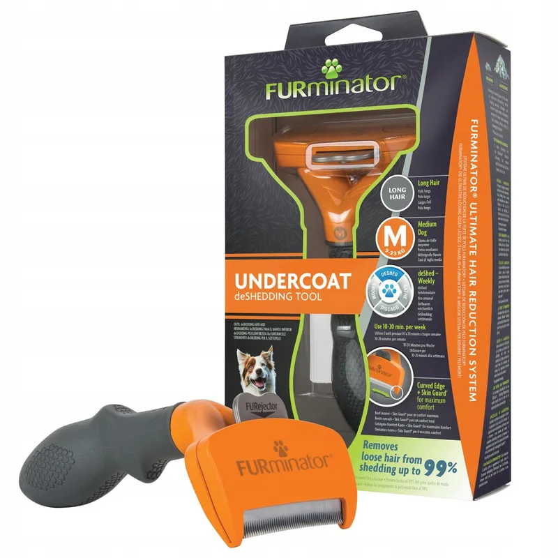 Borstel voor Langharige Middelgrote Honden (M) fra FURminator i Grå – produktbillede 1 af 2
