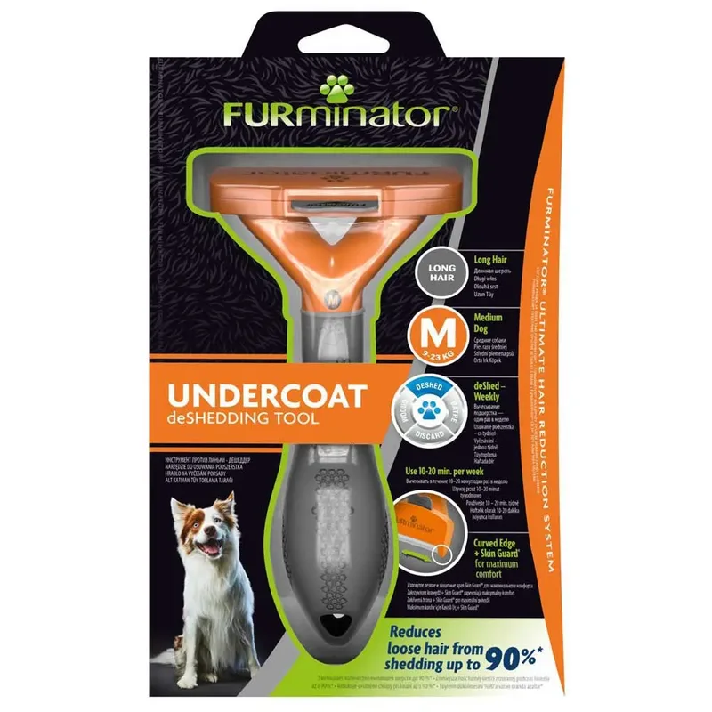 Borstel voor Langharige Middelgrote Honden (M) fra FURminator i Grå – produktbillede 2 af 2
