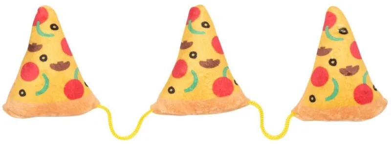 Fuzzyard 3 pizzastukken aan touw met catnip pluche 15x6 cm fra FuzzYard i Brun – produktbillede