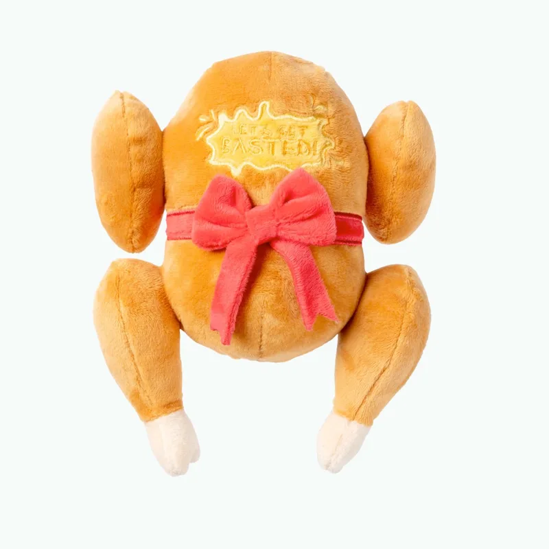 Lets get basted roast pluche hondenspeeltje in kalkoenvorm 30CM by FuzzYard in Brown – product photo
