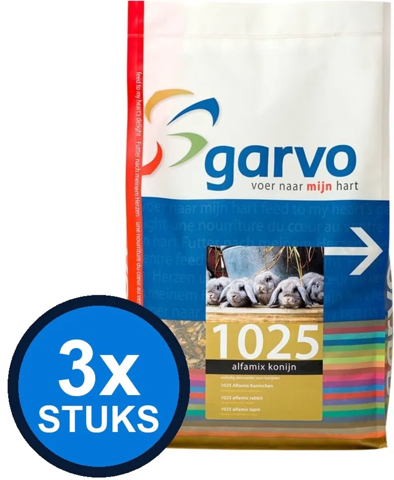 3x Garvo Alfamix Konijn - Konijnenvoer - 3kg von Garvo – Produktfoto