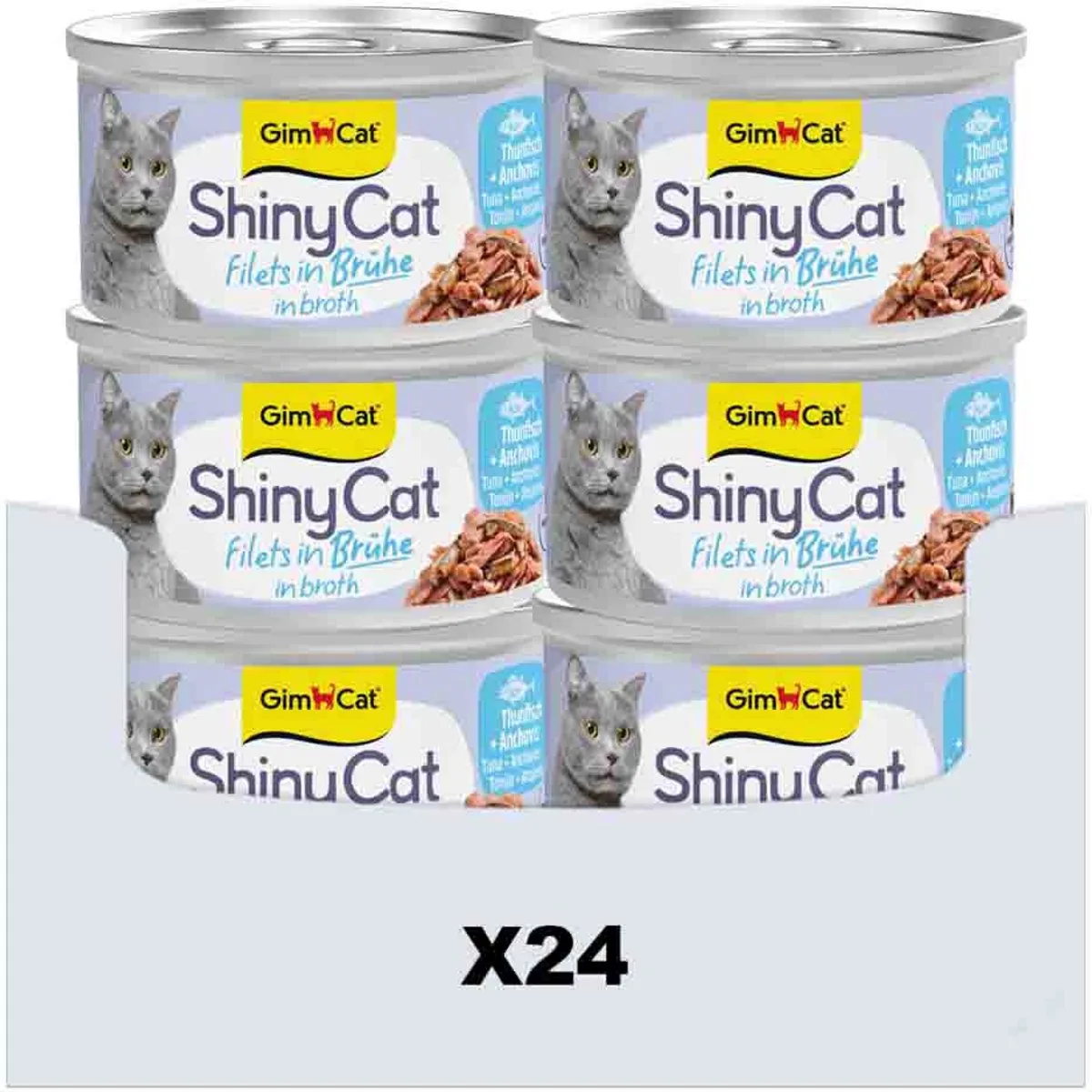 24x GimCat Kattenvoer Nat ShinyCat Filets in Bouillon Tonijn & Anjovis 70 gr von GimCat – Produktfoto