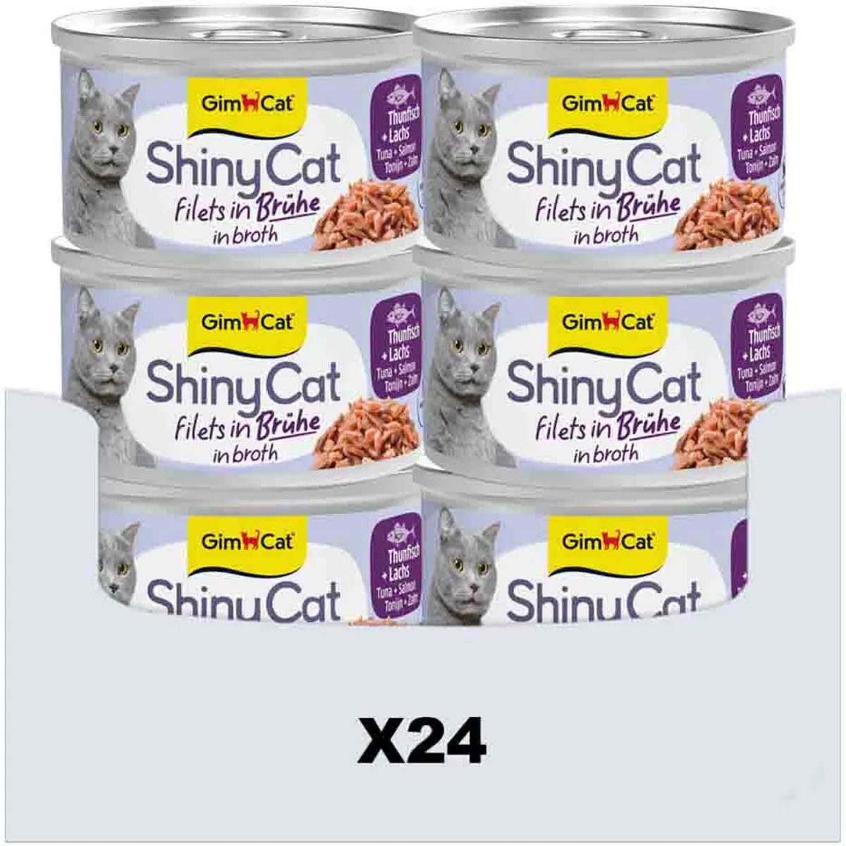 24x GimCat Kattenvoer Nat ShinyCat Filets in Bouillon Tonijn & Zalm 70 gr von GimCat – Produktfoto