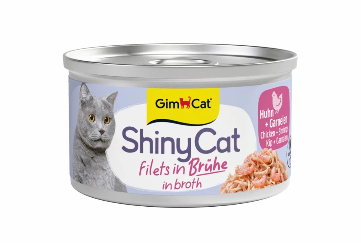 24x GimCat Kattenvoer Nat ShinyCat Filets in Jelly Kip & Garnalen 70 gr von GimCat – Produktfoto