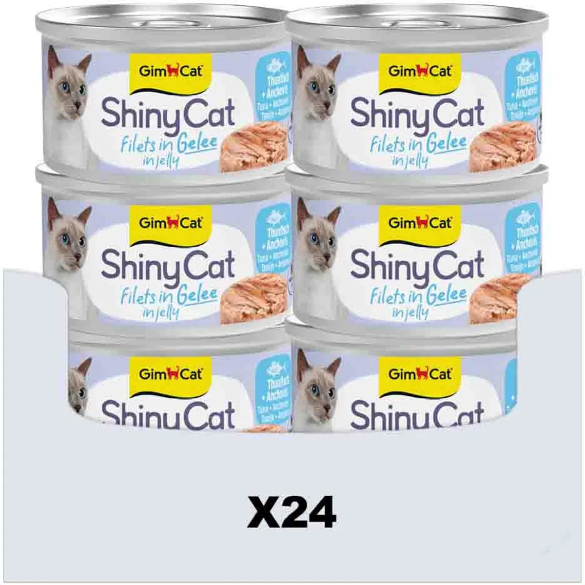 24x GimCat Kattenvoer Nat ShinyCat Filets in Jelly Tonijn & Anjovis 70 gr von GimCat – Produktfoto