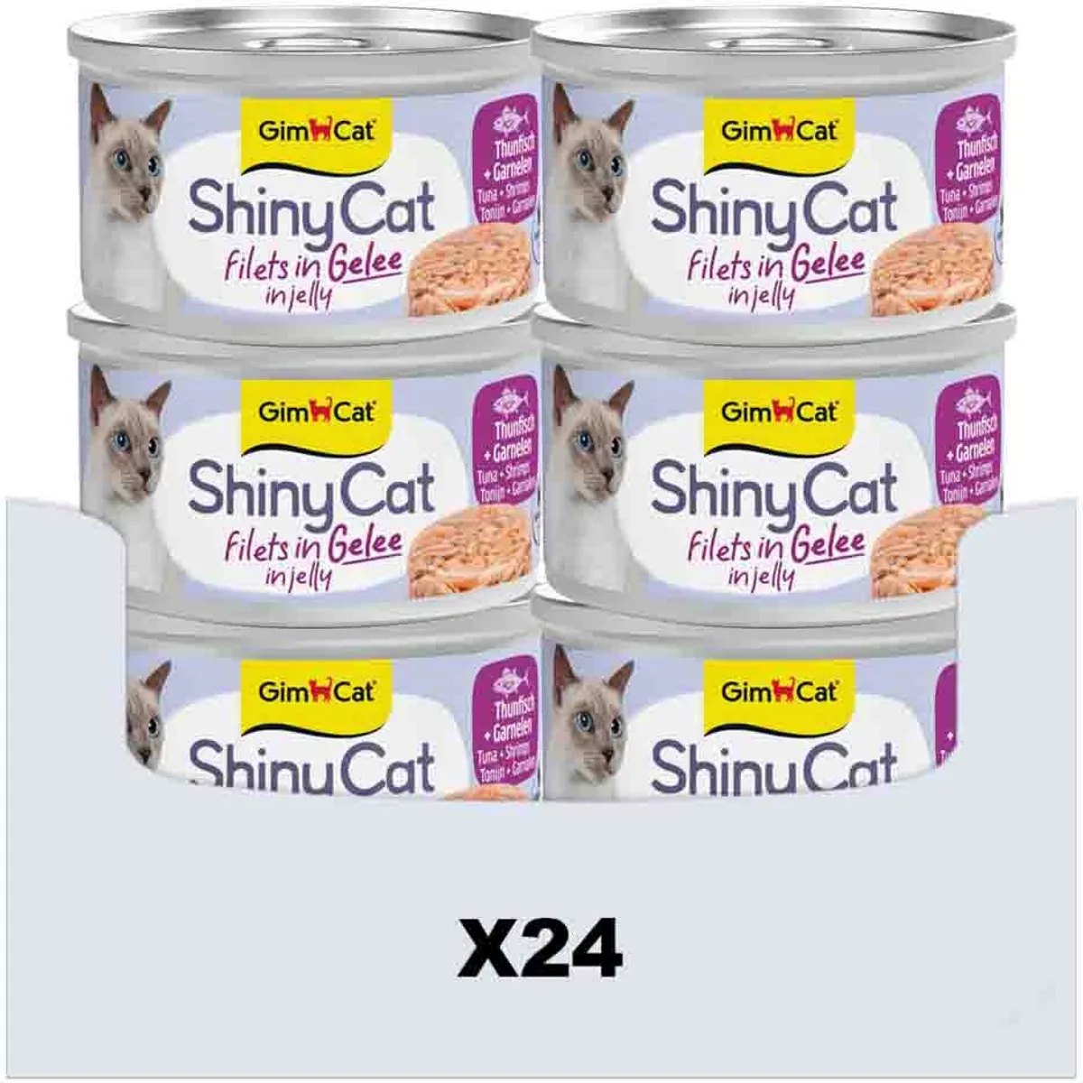 24x GimCat Kattenvoer Nat ShinyCat Filets in Jelly Tonijn & Garnalen 70 gr von GimCat – Produktfoto