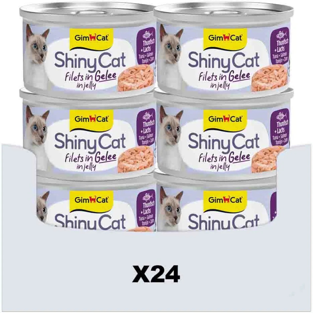 24x GimCat Kattenvoer Nat ShinyCat Filets in Jelly Tonijn & Zalm 70 gr von GimCat – Produktfoto