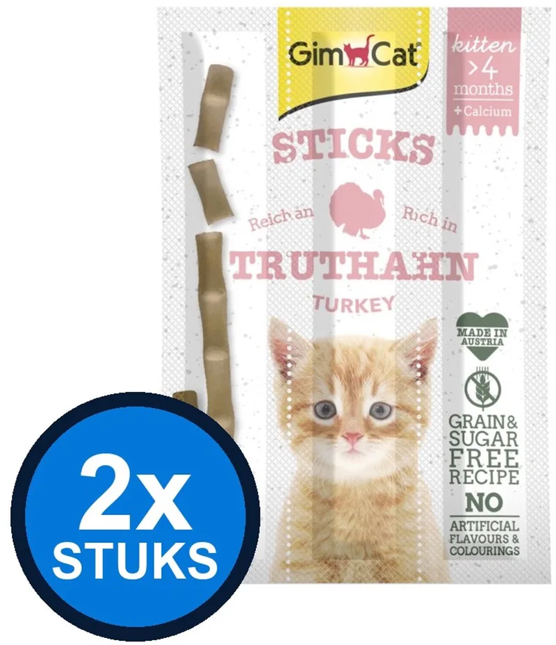 2x GimCat Sticks Kitten Kalkoen - Kattensnack - 3 stuks von GimCat – Produktfoto