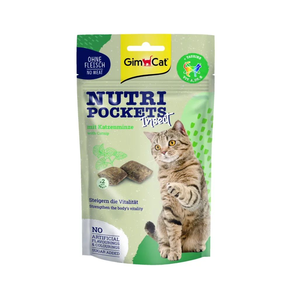 3X60g GimCat Nutri Pockets insecten & kattenkruid kattensnacks by GimCat – product photo