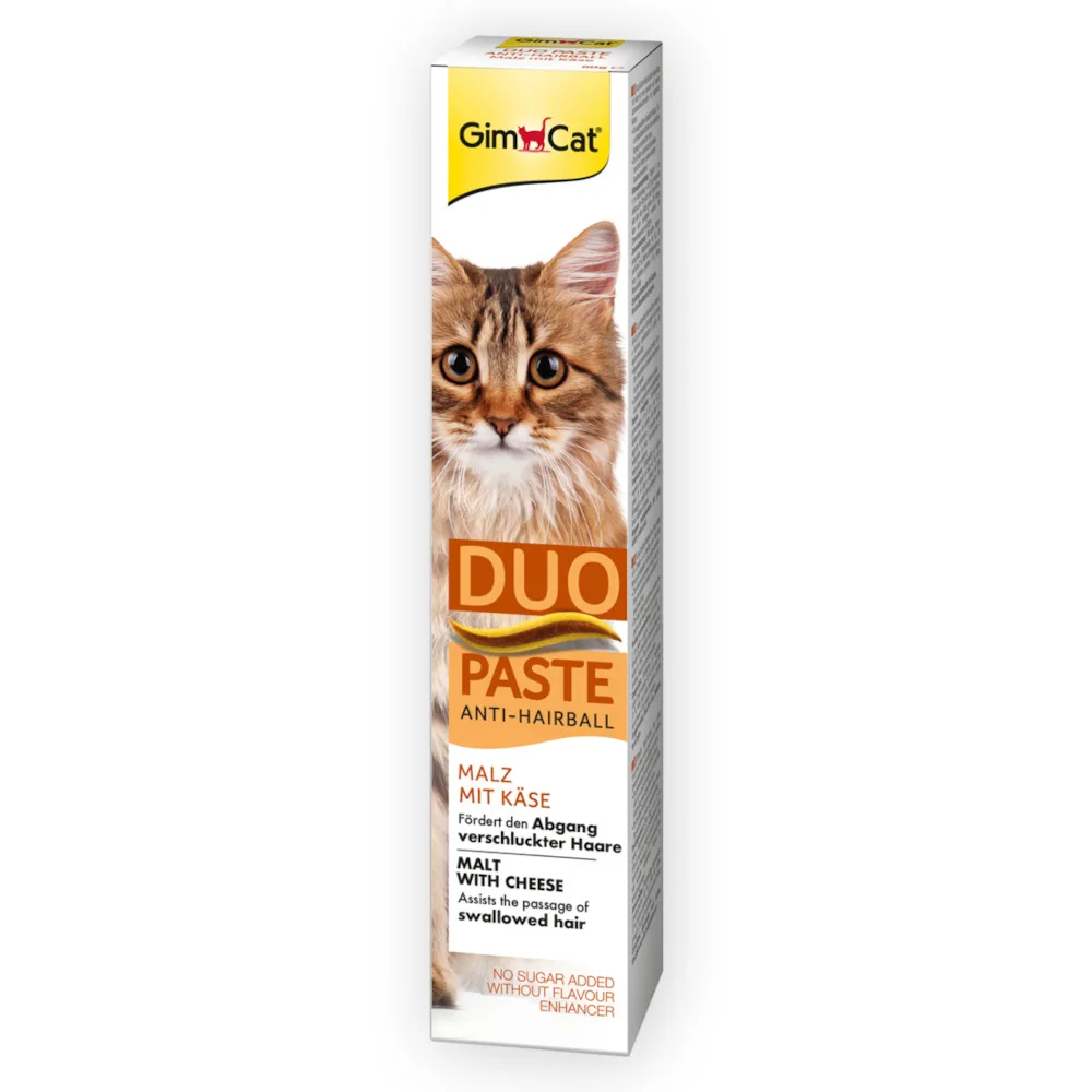 50g GimCat Duo Paste anti-haarbal mout en kaas kattensnack by GimCat – product photo