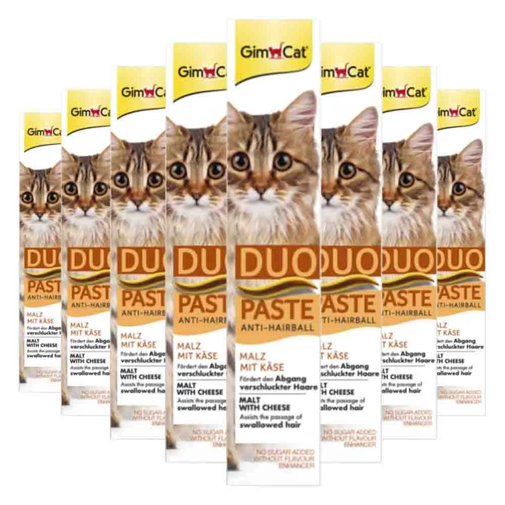 8x GimCat Anti-Hairball Duo-Paste Kaas & Mout 50 gr van GimCat – productfoto