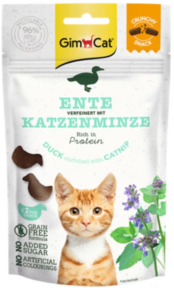 Crunchy Kattensnack Eend & Catnip - 12 x 50 gr - Voordeelverpakking van GimCat – productfoto