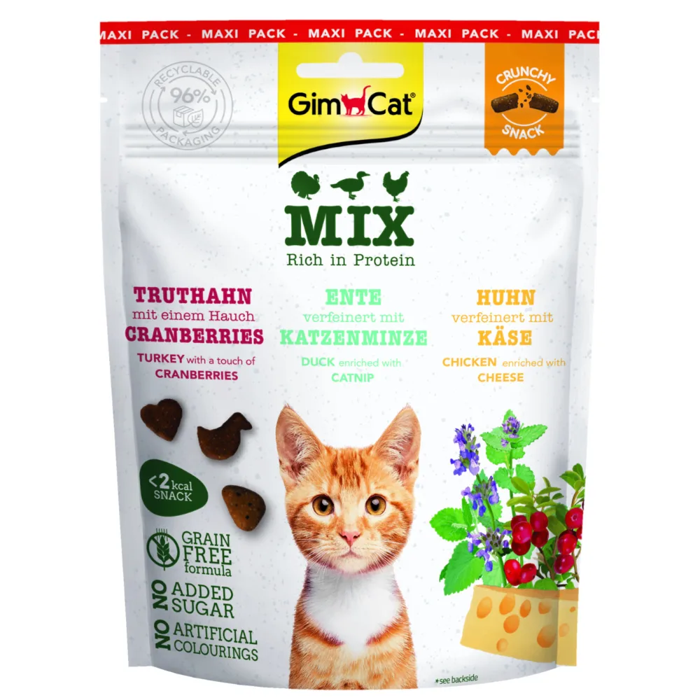 Crunchy Snacks Eend met Kattenkruid - Mix Kalkoen, Eend, Kip (140 g) by GimCat – product photo