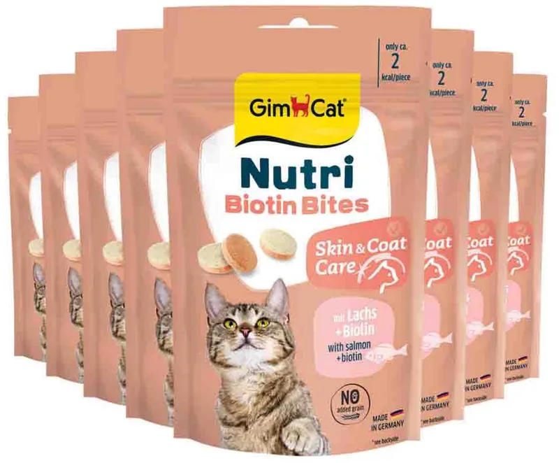 Kattensnack Nutri Biotin Bites - 8 x 40 gr - Voordeelverpakking de GimCat – photo produit