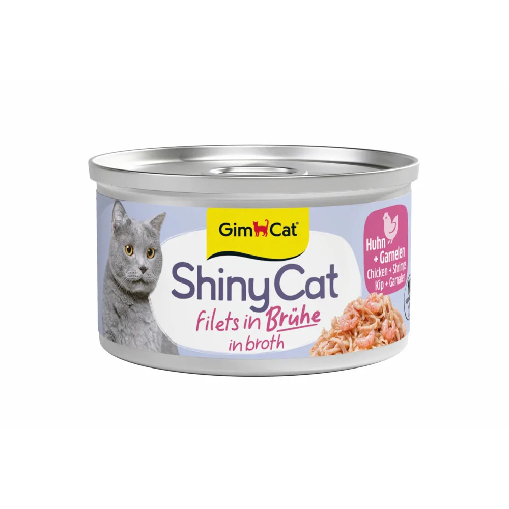 Kattenvoer Nat ShinyCat Filets in Jelly Kip & Garnalen 70 gr de GimCat – photo produit