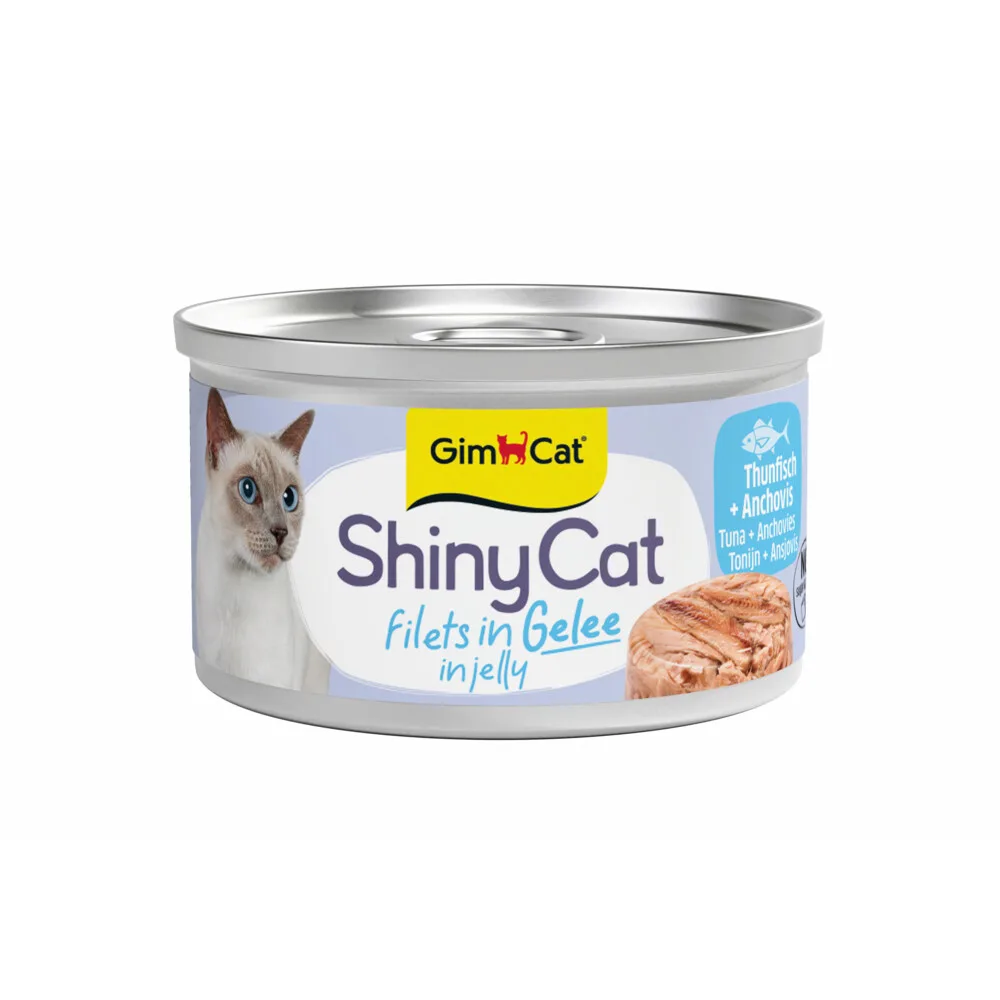 Kattenvoer Nat ShinyCat Filets in Jelly Tonijn & Anjovis 70 gr de GimCat – photo produit