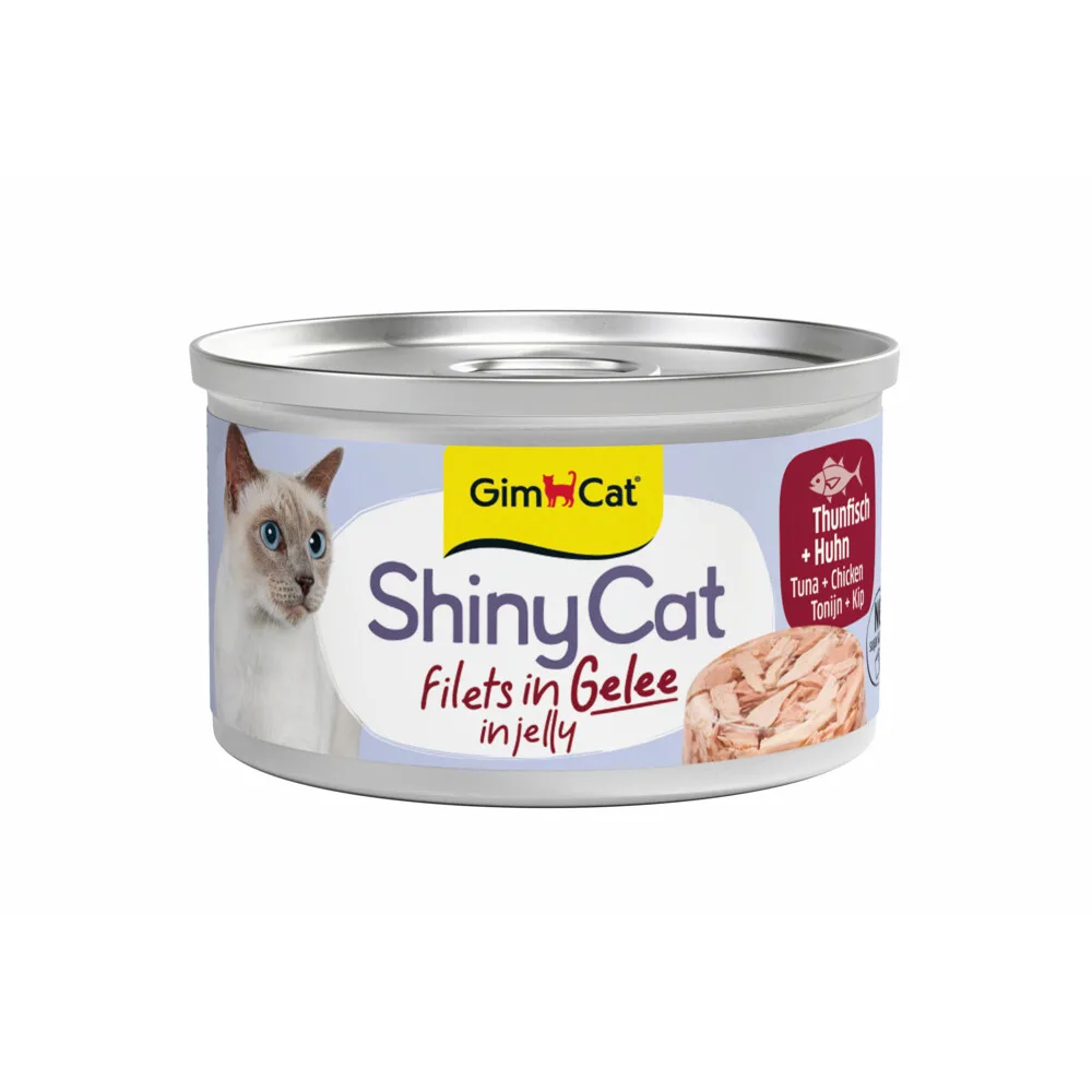 Kattenvoer Nat ShinyCat Filets in Jelly Tonijn & Kip 70 gr de GimCat – photo produit