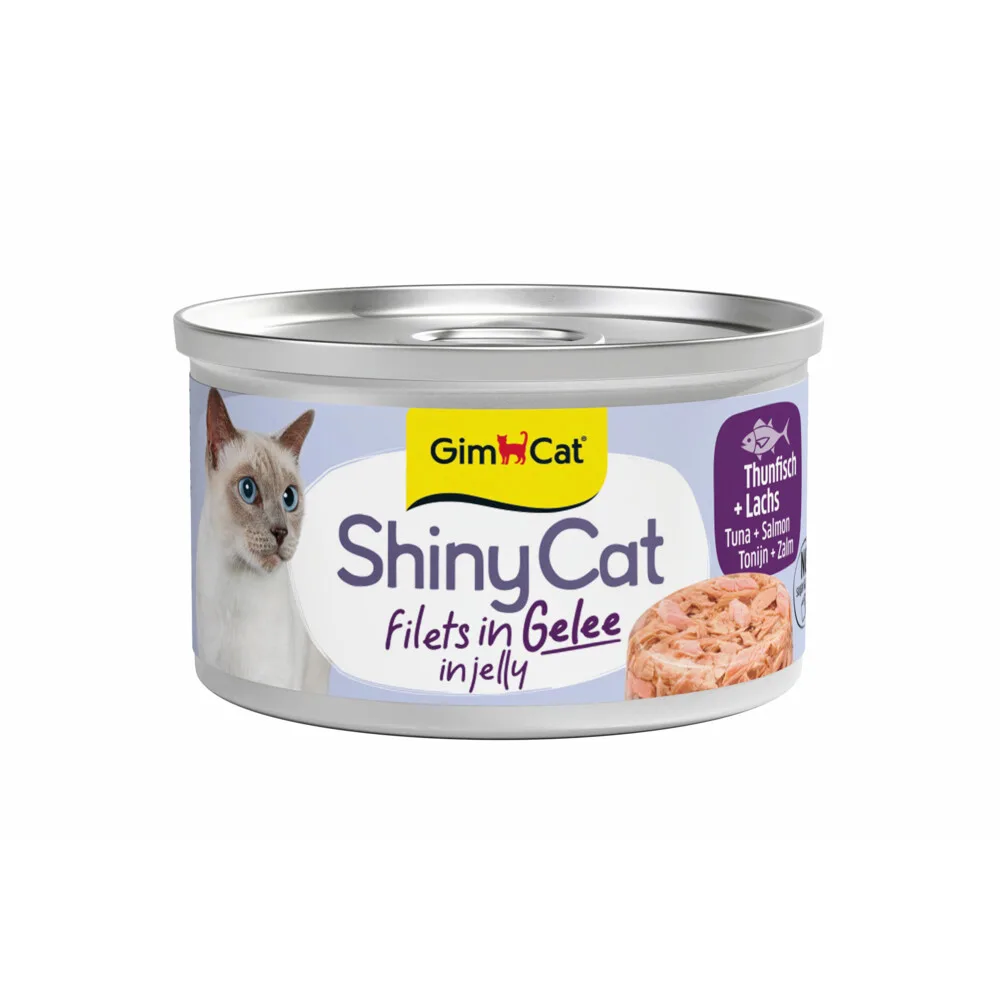 Kattenvoer Nat ShinyCat Filets in Jelly Tonijn & Zalm 70 gr de GimCat – photo produit