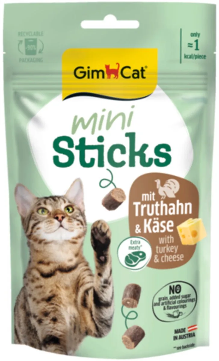 Mini Sticks Kattensnack Kalkoen & Kaas - 12 x 50 gr - Voordeelverpakking von GimCat – Produktfoto