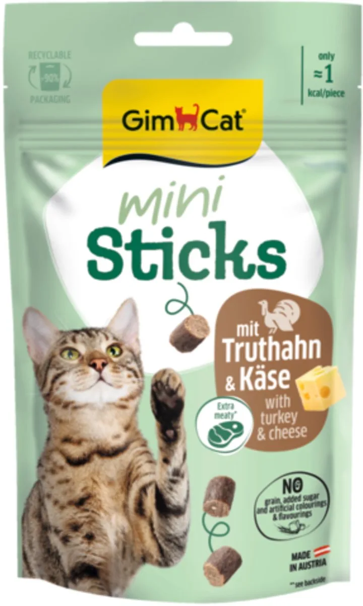 Mini Sticks - Kattensnack - Kalkoen Kaas 50 g by GimCat – product photo