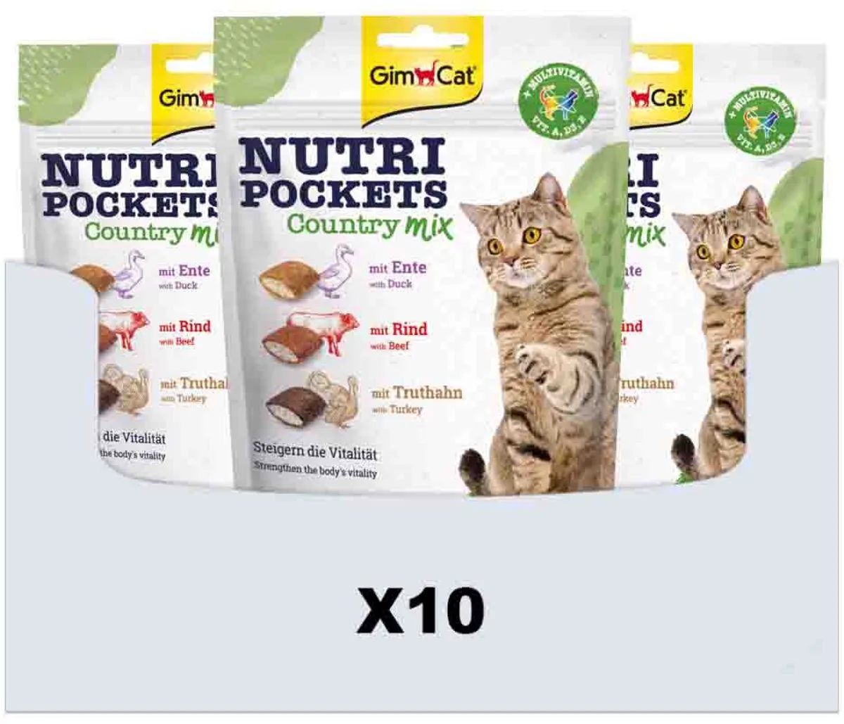 Nutri Pockets Country-Mix - 10 x 150 gr - Voordeelverpakking von GimCat – Produktfoto