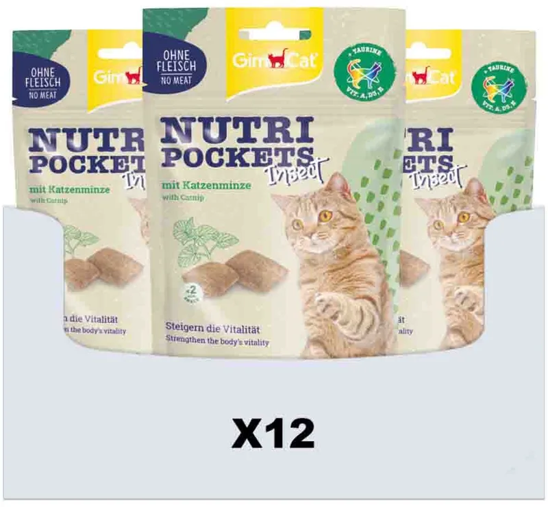 Nutri Pockets Insect & Catnip - 12 x 60 gr - Voordeelverpakking von GimCat – Produktfoto