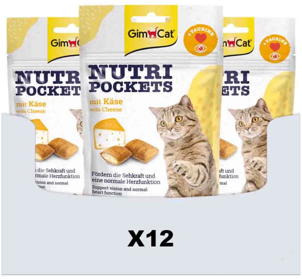 Nutri Pockets Kaas & Taurine - 12 x 60 gr - Voordeelverpakking van GimCat – productfoto
