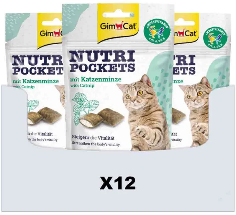 Nutri Pockets Multi-Vitamin & Kattenkruid - 12 x 60 gr - Voordeelverpakking de GimCat – photo produit