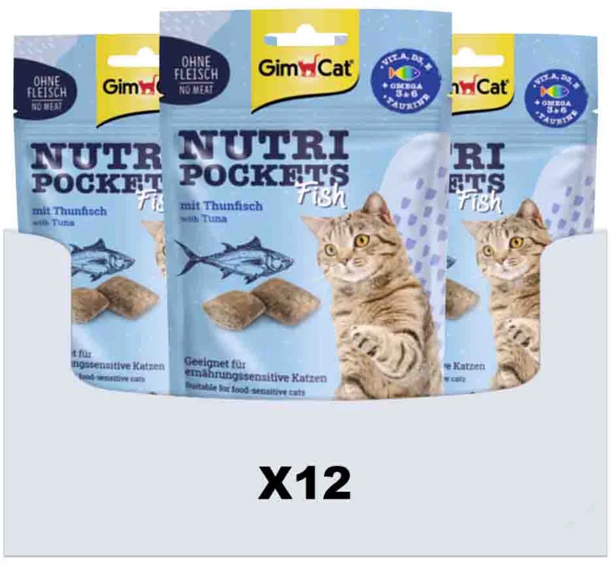 Nutri Pockets Vis met Tonijn - 12 x 60 gr - Voordeelverpakking von GimCat – Produktfoto