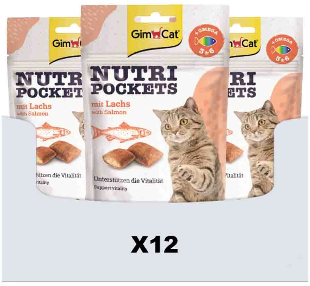 Nutri Pockets Zalm - 12 x 60 gr - Voordeelverpakking van GimCat – productfoto