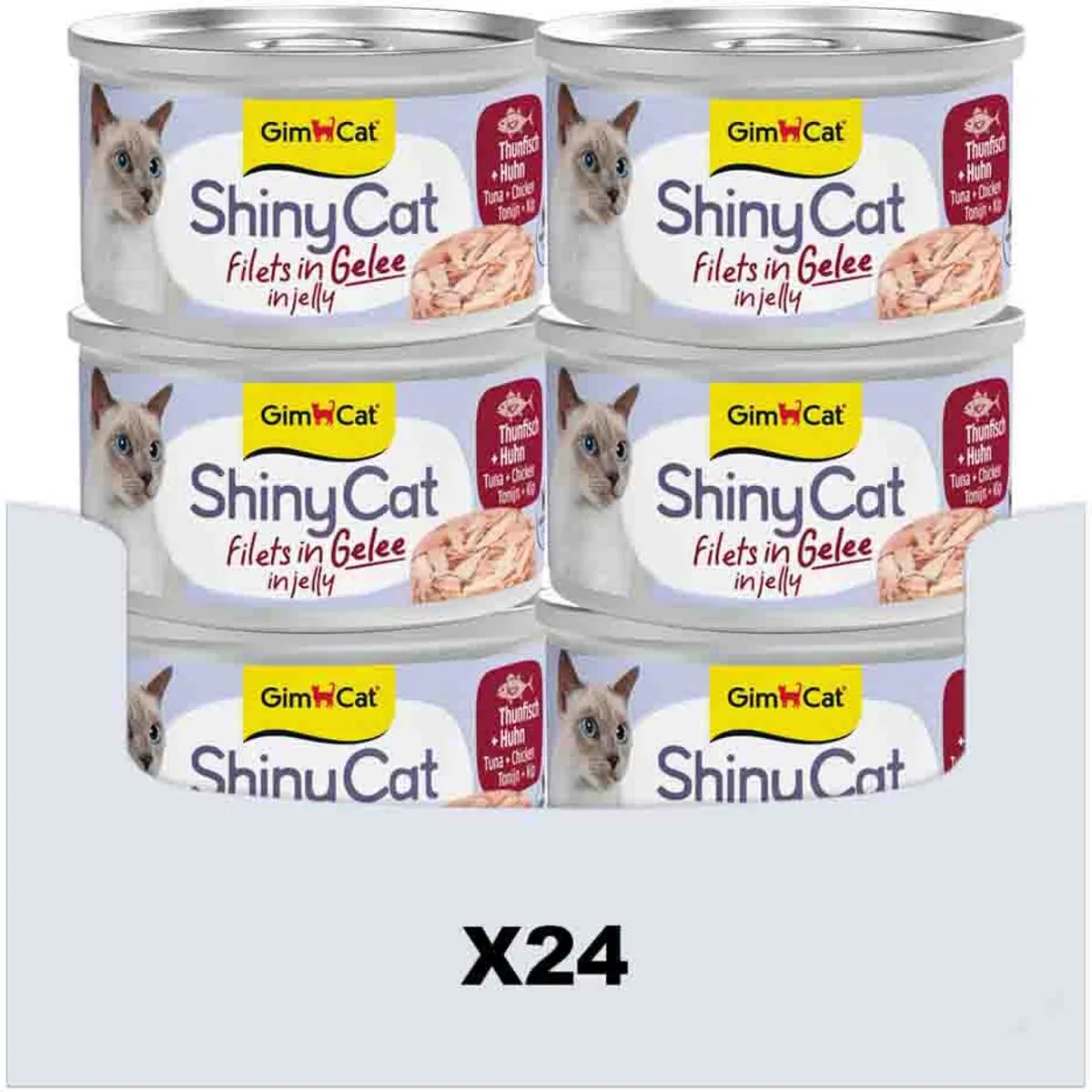 ShinyCat Filets in jelly tonijn + kip, 24 x 70 g von GimCat – Produktfoto