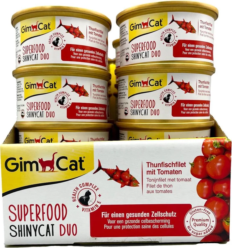 Superfood Shinycat Duo 70 g - Kattenvoer - 24 x Tonijnfilet&Tomaat de GimCat – photo produit