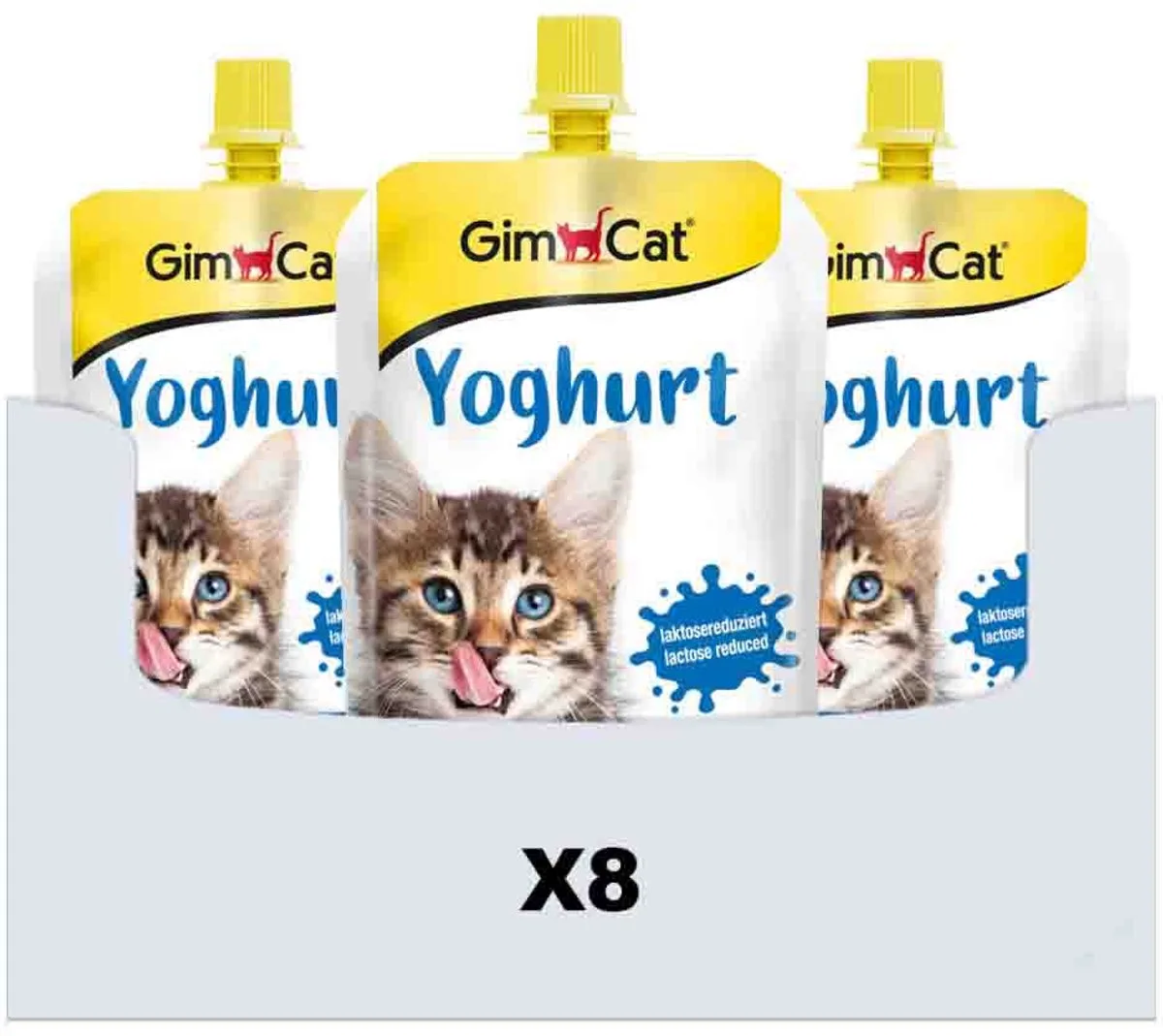 Yoghurt Pouch voor Katten - 8 x 150 gr - Voordeelverpakking de GimCat – photo produit