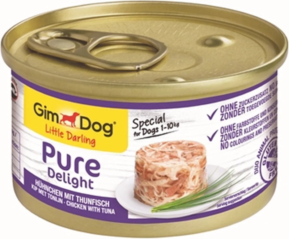Pure Delight - Kip met Tonijn - 12 x 85 gram von GimDog – Produktfoto