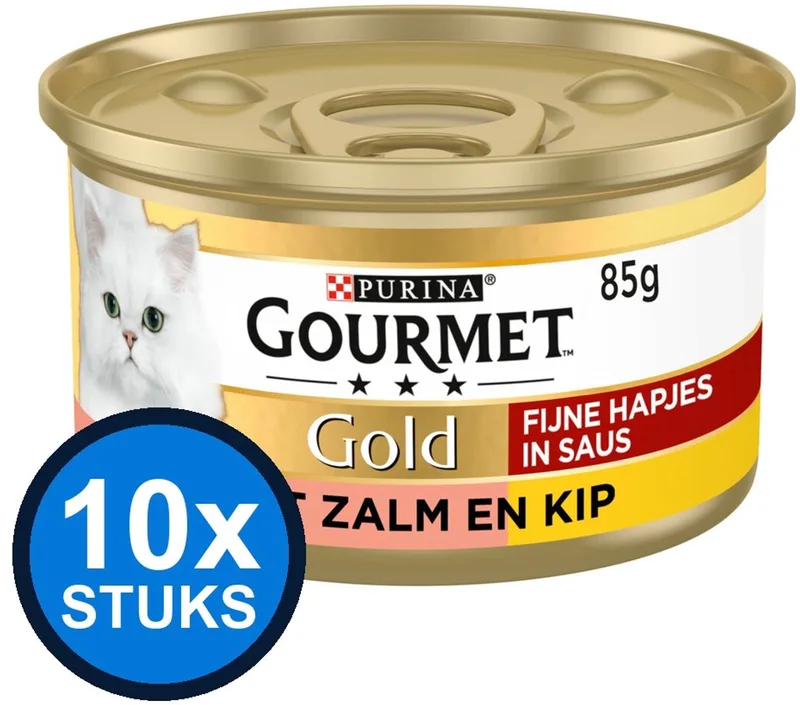 10x Gourmet - Gold Fijne Hapjes Zalm & Kip - Kattenvoer Natvoer - 85 g by Gourmet – product photo