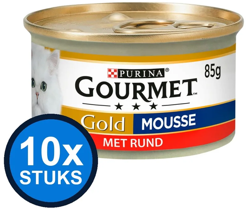 10x Gourmet - Gold Mousse Rund - Kattenvoer Natvoer - 85 g fra Gourmet – produktbillede