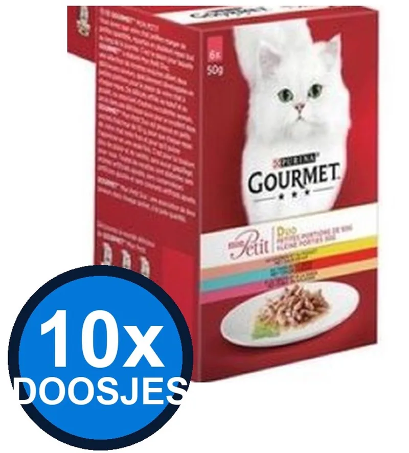 10x Gourmet - Mon Petit Duo Vlees & Vis - Kattenvoer Natvoer - 6x50g von Gourmet – Produktfoto