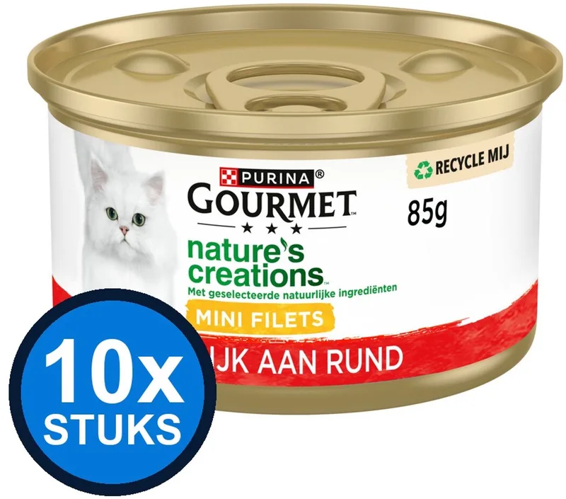 10x Gourmet - Nature's Creations Mini Filets Rund - Kattenvoer Natvoer - 85 g de Gourmet – photo produit