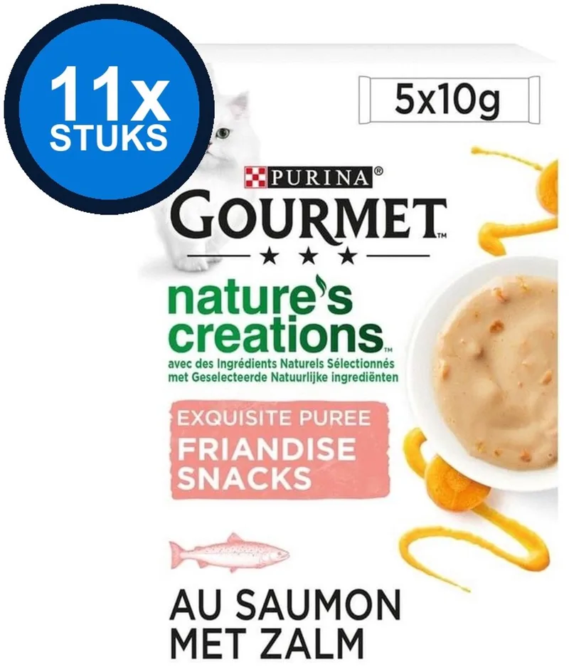 11x Gourmet - Nature's Creations Puree Zalm & Wortel - Kattenvoer Natvoer - 5x10g von Gourmet – Produktfoto