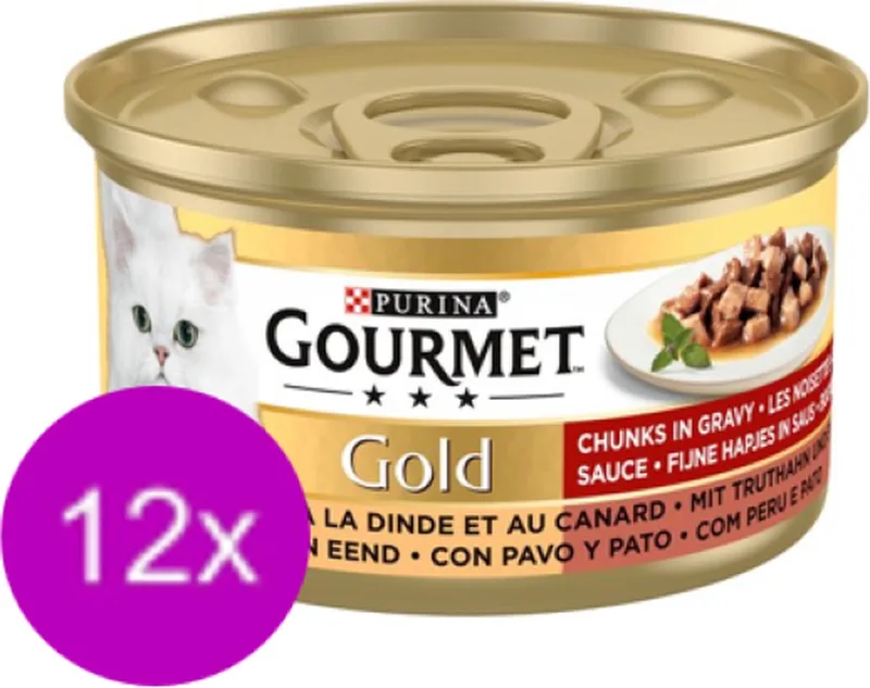 12x Gourmet - Gold Fijne Hapjes Kalkoen & Eend - Kattenvoer Natvoer - 85 g de Gourmet – photo produit