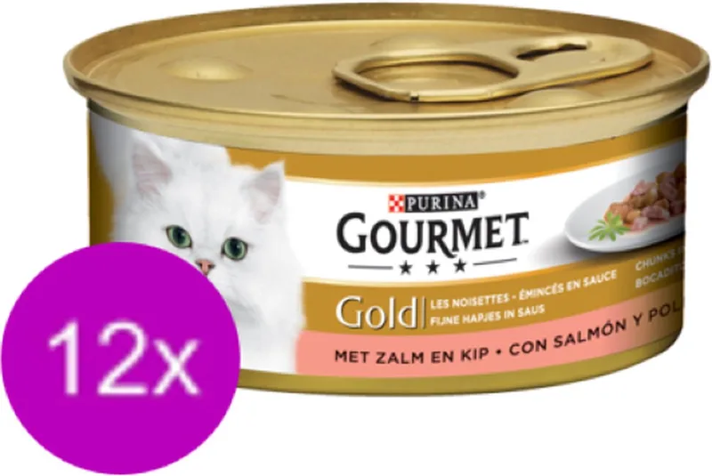 12x Gourmet - Gold Fijne Hapjes Zalm & Kip - Kattenvoer Natvoer - 85 g fra Gourmet – produktbillede