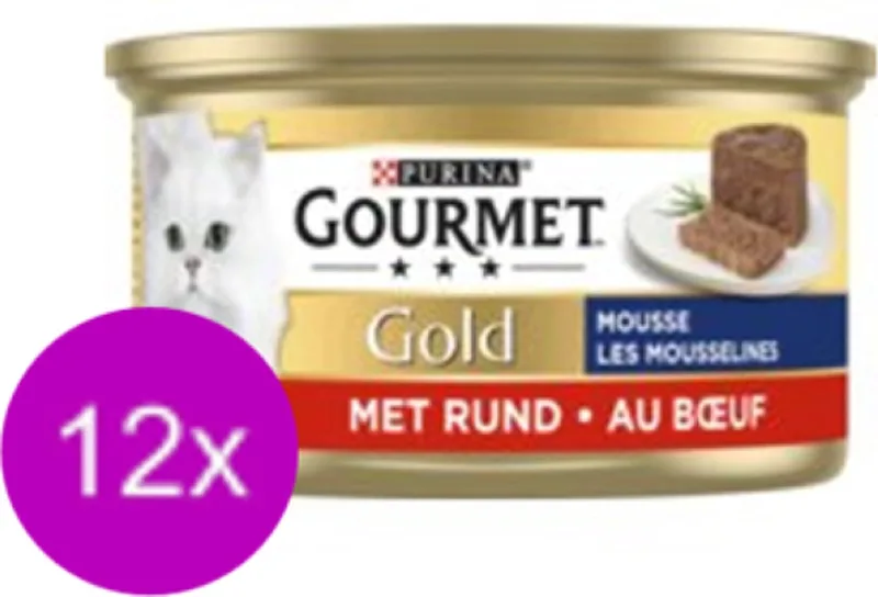 12x Gourmet - Gold Mousse Rund - Kattenvoer Natvoer - 85 g fra Gourmet – produktbillede