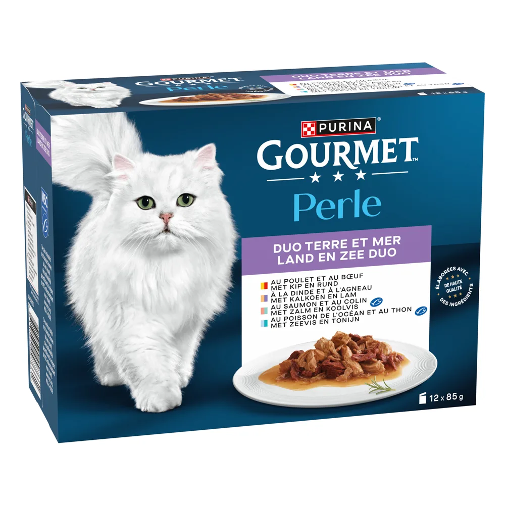 12x85g Duo van land en zee Gemengde Selectie Gourmet Perle Kattenvoer by Gourmet – product photo