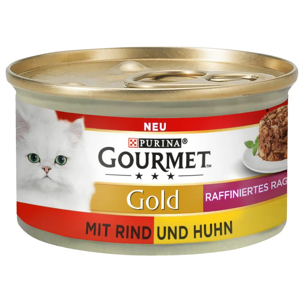 12x85g Gold Hartig Torentje Rund en Kip Duo Gourmet Kattenvoer van Gourmet – productfoto