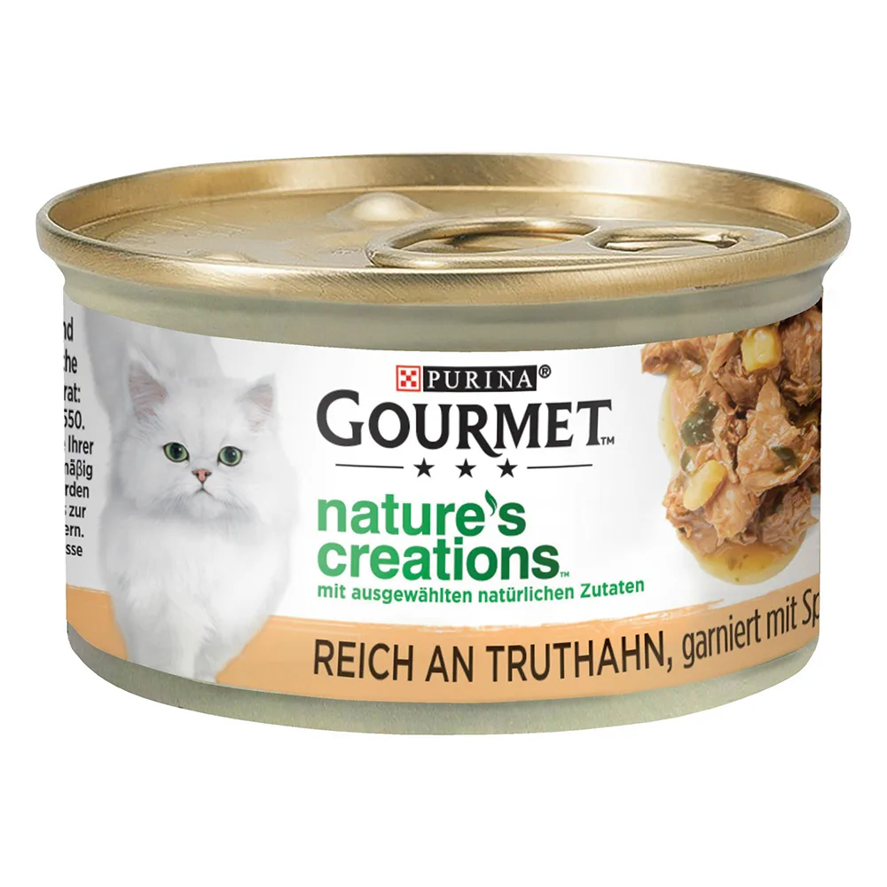 12x85g Kalkoen, Spinazie & Pastinaak Mini Filets Gourmet Nature's Creations Kattenvoer van Gourmet – productfoto