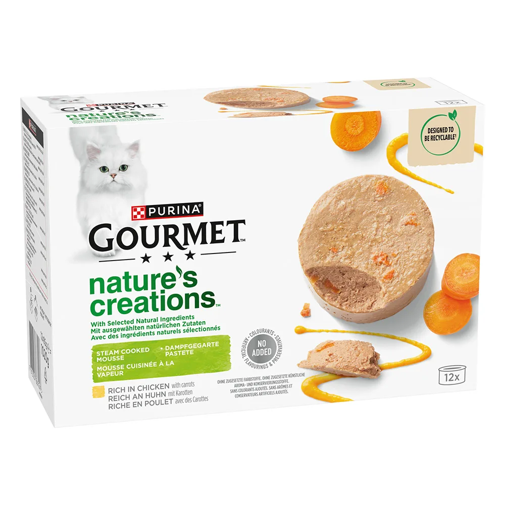 12x85g Nature's Creations Mousse Kip en Wortel Gourmet Kattenvoer van Gourmet – productfoto
