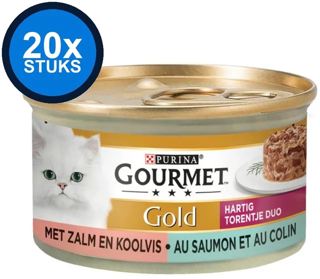 20x Gourmet - Gold Hartig Torentje Zalm - Kattenvoer Natvoer - 85 g