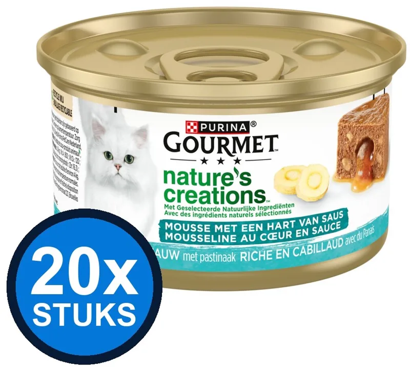 20x Gourmet - Nature's Creations Mousse met Saus Kabeljauw - Kattenvoer Natvoer - 85 g de Gourmet – photo produit